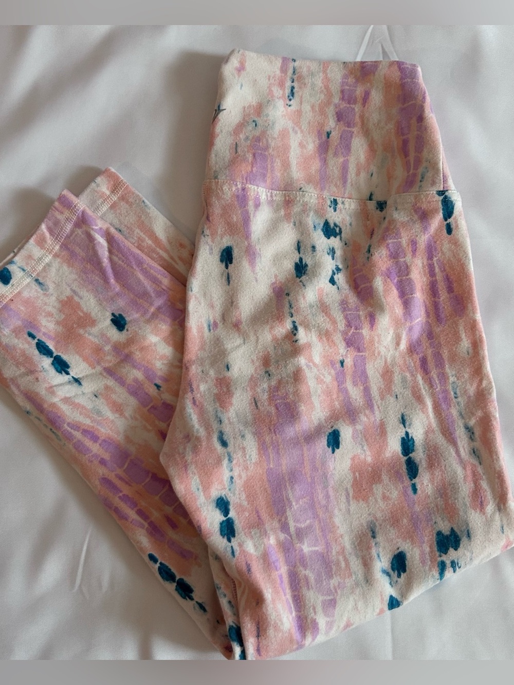 Old Navy Balance Leggings in Pink White Bleach Tie-Dye Size Medium